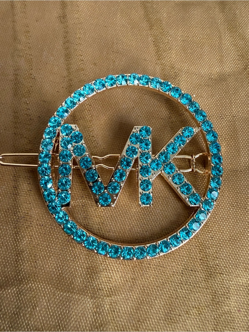 Michael Kors Turquoise Crystal Logo Hair Pin - Picture 4 of 4